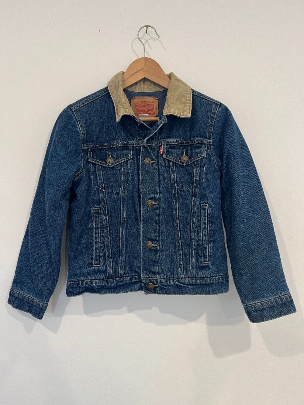 Levi’s Denim Jacket Corduroy Collar kids Size L 10 Classic Trucker Jean Jacket